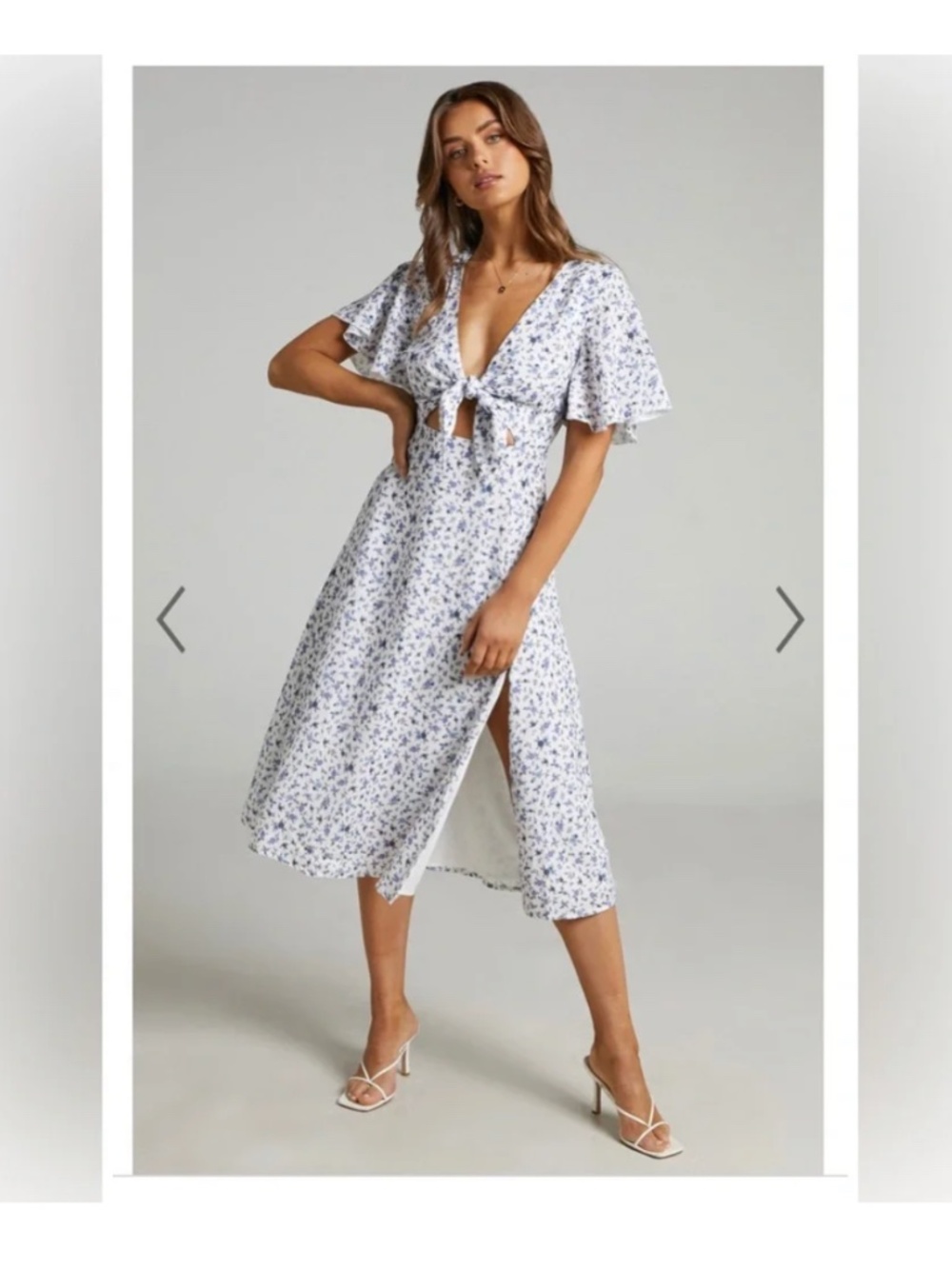 Showpo Wild and Free Mind Floral Blue and White Midi Dress